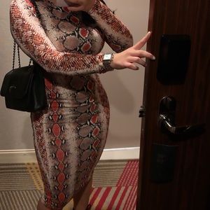Snake print midi dress